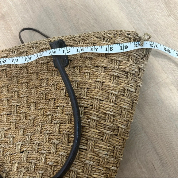 J. Crew Woven Sea Grass Tote Purse Tan Beige Large Bag - Picture 9 of 10